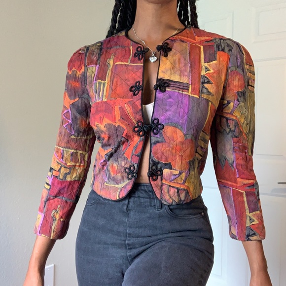 Abstract print cropped jacket - Picture 4 of 4